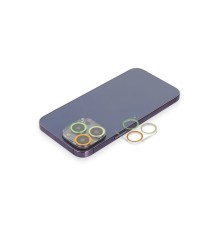 iPhone 12 Pro Renkli Kamera Lens Koruma Cam - Sarı-Turuncu