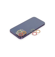 iPhone 12 Pro Renkli Kamera Lens Koruma Cam - Turuncu-Kırmızı