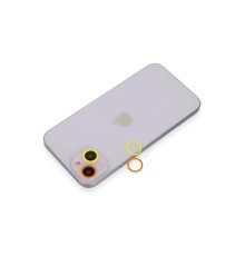 iPhone 13 Renkli Kamera Lens Koruma Cam - Sarı-Turuncu