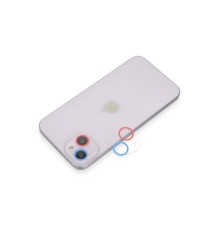 iPhone 13 Renkli Kamera Lens Koruma Cam - Pembe-Mavi