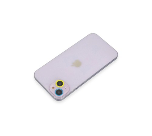 iPhone 13 Renkli Kamera Lens Koruma Cam - Sarı-Mavi iPhone 13 Renkli Kamera Lens Koruma Cam - Sarı-Mavi