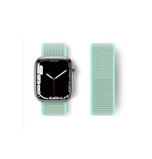 Apple Watch 42mm Hasırlı Cırtcırtlı Kordon - Turkuaz