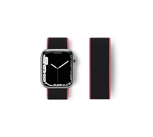Apple Watch 38mm Hasırlı Cırtcırtlı Kordon - Pembe-Siyah
