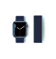 Apple Watch 38mm Hasırlı Cırtcırtlı Kordon - Mavi-Lacivert