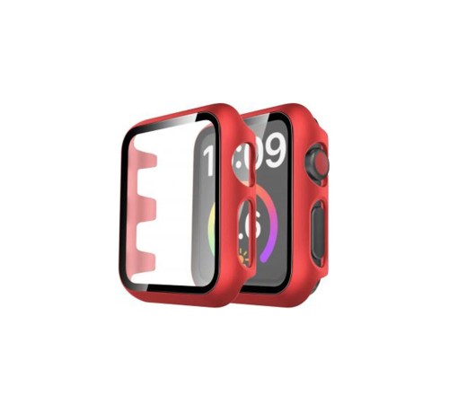 Apple Watch 44mm Camlı Kasa Ekran Koruyucu - Kırmızı Apple Watch 44mm Camlı Kasa Ekran Koruyucu - Kırmızı