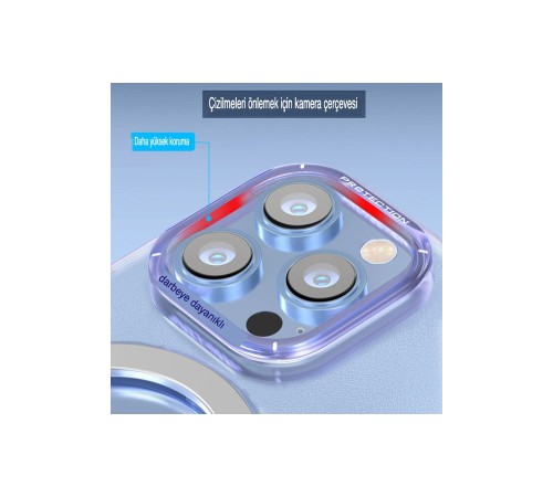 iPhone 14 Pro Kılıf Zoom Standlı Silikon - Sierra Blue