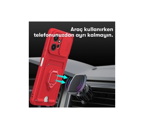 Xiaomi Redmi Note 12 4G Kılıf Zuma Kartvizitli Yüzüklü Silikon - Kırmızı Xiaomi Redmi Note 12 4G Kılıf Zuma Kartvizitli Yüzüklü Silikon - Kırmızı
