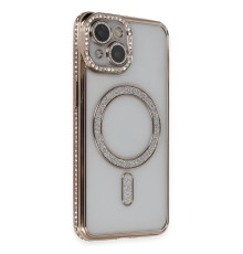 iPhone 14 Kılıf Joke Simli Magneticsafe Kılıf - Gold