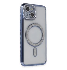 iPhone 14 Kılıf Joke Simli Magneticsafe Kılıf - Mavi