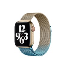 Apple Watch 38mm Metal Mıknatıslı Kordon - Metalik Gold-Mavi