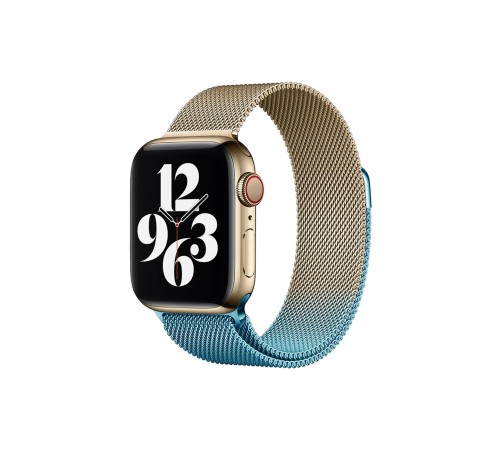 Apple Watch 38mm Metal Mıknatıslı Kordon - Metalik Gold-Mavi Apple Watch 38mm Metal Mıknatıslı Kordon - Metalik Gold-Mavi