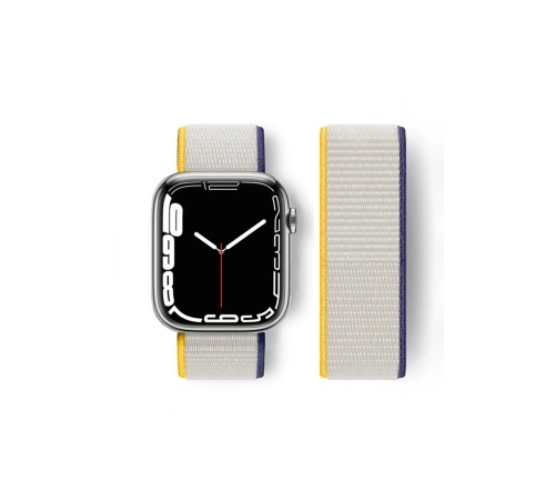 Apple Watch 38mm Hasırlı Cırtcırtlı Kordon - Sarı-Beyaz Apple Watch 38mm Hasırlı Cırtcırtlı Kordon - Sarı-Beyaz