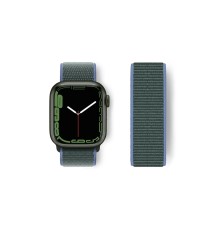 Apple Watch 38mm Hasırlı Cırtcırtlı Kordon - Mavi-Yeşil