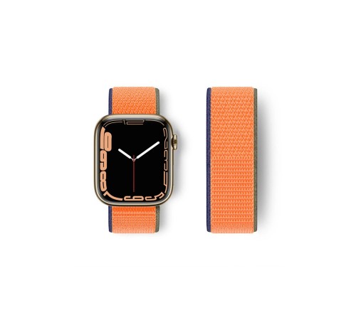 Apple Watch 42mm Hasırlı Cırtcırtlı Kordon - Turuncu