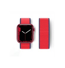 Apple Watch 42mm Hasırlı Cırtcırtlı Kordon - Kırmızı
