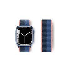 Apple Watch 42mm Hasırlı Cırtcırtlı Kordon - Siyah-Mavi