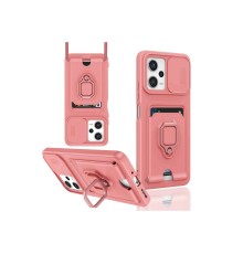 Xiaomi Poco X5 5G Kılıf Zuma Kartvizitli Yüzüklü Silikon - Pembe