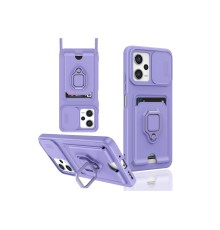 Xiaomi Poco X5 5G Kılıf Zuma Kartvizitli Yüzüklü Silikon - Lila