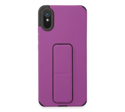 Xiaomi Redmi 9A Kılıf Mega Standlı Silikon - Mor