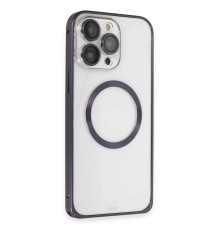 iPhone 14 Pro Kılıf Metal Bumper Magneticsafe Kapak - Derin Mor