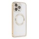 iPhone 14 Pro Kılıf Metal Bumper Magneticsafe Kapak - Gold