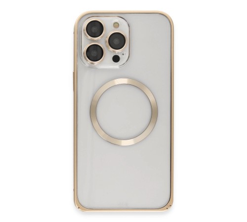 iPhone 14 Pro Kılıf Metal Bumper Magneticsafe Kapak - Gold iPhone 14 Pro Kılıf Metal Bumper Magneticsafe Kapak - Gold