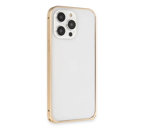 iPhone 14 Pro Kılıf Metal Bumper Magneticsafe Kapak - Gold iPhone 14 Pro Kılıf Metal Bumper Magneticsafe Kapak - Gold