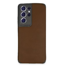 Samsung Galaxy S21 Ultra Kılıf Loop Deri Silikon - Kahverengi