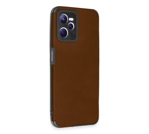 Realme C35 Kılıf Loop Deri Silikon - Kahverengi Realme C35 Kılıf Loop Deri Silikon - Kahverengi