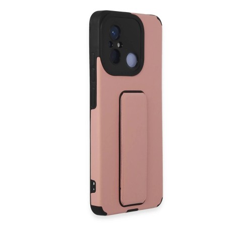 Xiaomi Redmi 12C Kılıf Mega Standlı Silikon - Pudra