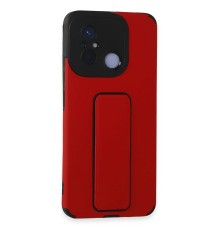 Xiaomi Redmi 12C Kılıf Mega Standlı Silikon - Kırmızı