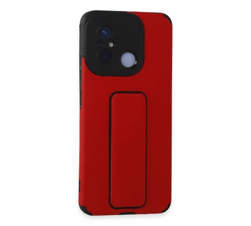 Xiaomi Redmi 12C Kılıf Mega Standlı Silikon - Kırmızı