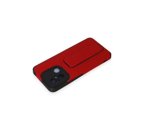 Xiaomi Redmi 12C Kılıf Mega Standlı Silikon - Kırmızı