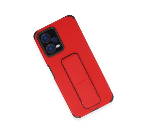 Xiaomi Poco X5 5G Kılıf Mega Standlı Silikon - Kırmızı