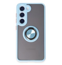 Samsung Galaxy S23 Kılıf Montreal Yüzüklü Silikon Kapak - Buz Mavi