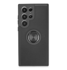 Samsung Galaxy S23 Ultra Kılıf Montreal Yüzüklü Silikon Kapak - Siyah