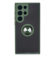 Samsung Galaxy S23 Ultra Kılıf Montreal Yüzüklü Silikon Kapak - Yeşil