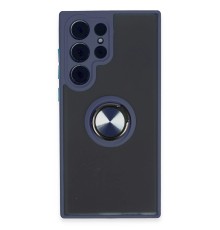Samsung Galaxy S23 Ultra Kılıf Montreal Yüzüklü Silikon Kapak - Lacivert