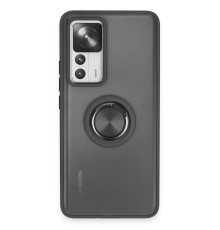 Xiaomi Mi 12T Pro Kılıf Montreal Yüzüklü Silikon Kapak - Siyah