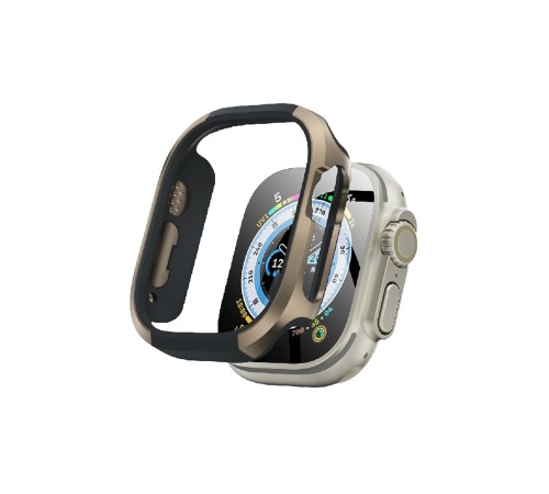 Movenchy Apple Watch Ultra 49mm MO-WT3 Alüminyum Camlı Kasa Ekran Koruyucu - Gold Movenchy Apple Watch Ultra 49mm MO-WT3 Alüminyum Camlı Kasa Ekran Koruyucu - Gold