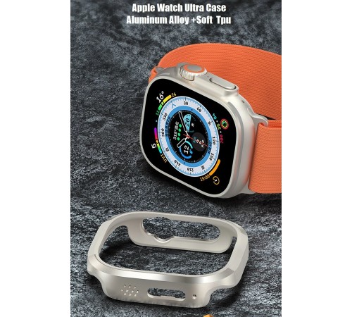 Movenchy Apple Watch Ultra 49mm MO-WT3 Alüminyum Camlı Kasa Ekran Koruyucu - Gold Movenchy Apple Watch Ultra 49mm MO-WT3 Alüminyum Camlı Kasa Ekran Koruyucu - Gold