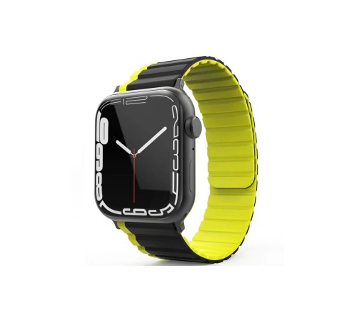 Movenchy Apple Watch 42mm MO-WB1 Çift Renk Mıknatıslı Silikon Kordon - Siyah-Sarı Movenchy Apple Watch 42mm MO-WB1 Çift Renk Mıknatıslı Silikon Kordon - Siyah-Sarı