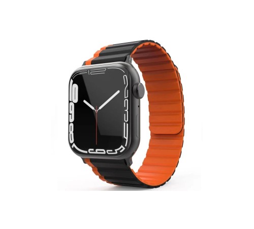 Movenchy Apple Watch 42mm MO-WB1 Çift Renk Mıknatıslı Silikon Kordon - Siyah-Turuncu Movenchy Apple Watch 42mm MO-WB1 Çift Renk Mıknatıslı Silikon Kordon - Siyah-Turuncu