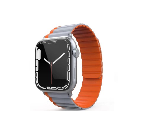 Movenchy Apple Watch 42mm MO-WB1 Çift Renk Mıknatıslı Silikon Kordon - Gri-Turuncu Movenchy Apple Watch 42mm MO-WB1 Çift Renk Mıknatıslı Silikon Kordon - Gri-Turuncu