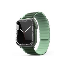 Movenchy Apple Watch 42mm MO-WB1 Çift Renk Mıknatıslı Silikon Kordon - Koyu Yeşil-Açık Yeşil