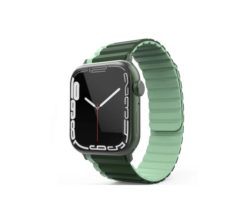 Movenchy Apple Watch 42mm MO-WB1 Çift Renk Mıknatıslı Silikon Kordon - Koyu Yeşil-Açık Yeşil Movenchy Apple Watch 42mm MO-WB1 Çift Renk Mıknatıslı Silikon Kordon - Koyu Yeşil-Açık Yeşil