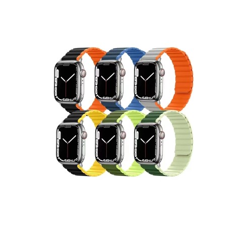 Movenchy Apple Watch 42mm MO-WB1 Çift Renk Mıknatıslı Silikon Kordon - Koyu Yeşil-Açık Yeşil Movenchy Apple Watch 42mm MO-WB1 Çift Renk Mıknatıslı Silikon Kordon - Koyu Yeşil-Açık Yeşil