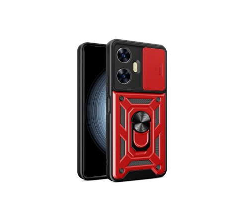 Realme C55 Kılıf Pars Lens Yüzüklü Silikon - Kırmızı