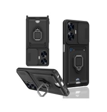 Realme C55 Kılıf Zuma Kartvizitli Yüzüklü Silikon - Siyah