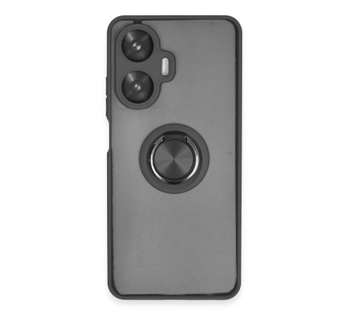 Realme C55 Kılıf Montreal Yüzüklü Silikon Kapak - Siyah